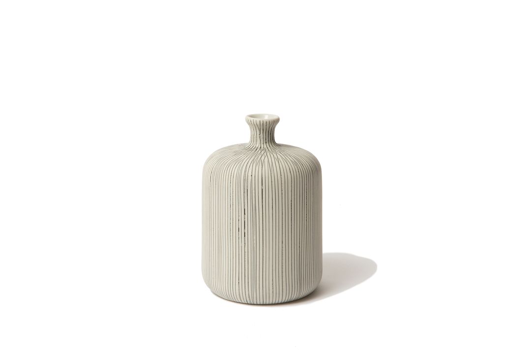 Grey Striped Lindform Vase