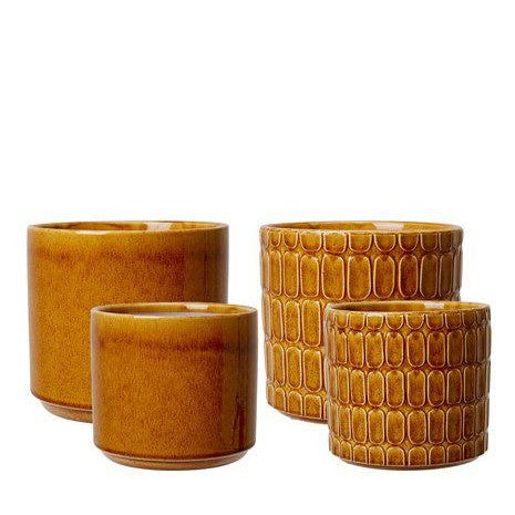 Textured Mustard Ceramic Plant Pot
