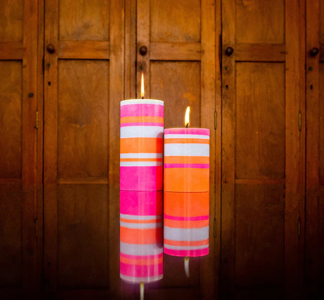 Striped Sunset Pink Candle
