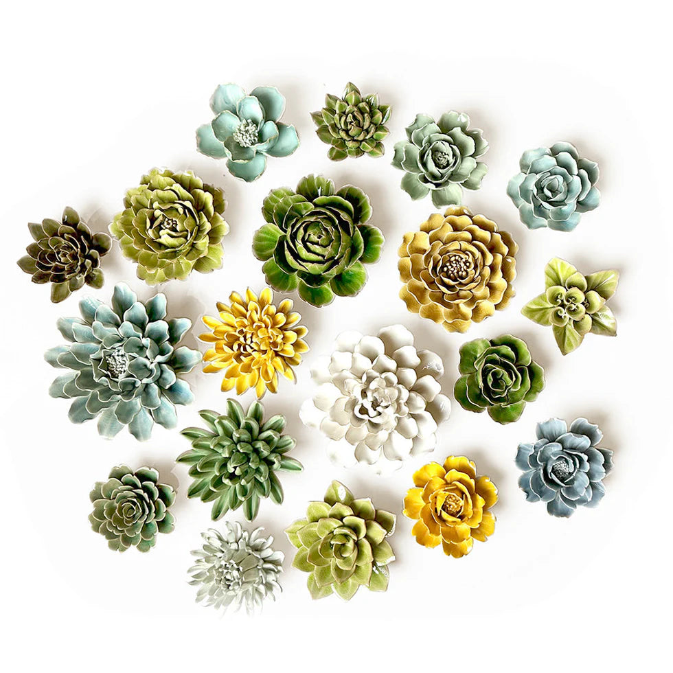 Yellow Ceramic Wall Flower