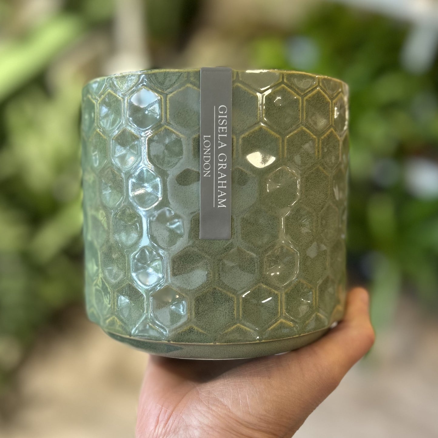 Seafoam Honeycomb Stoneware Pot