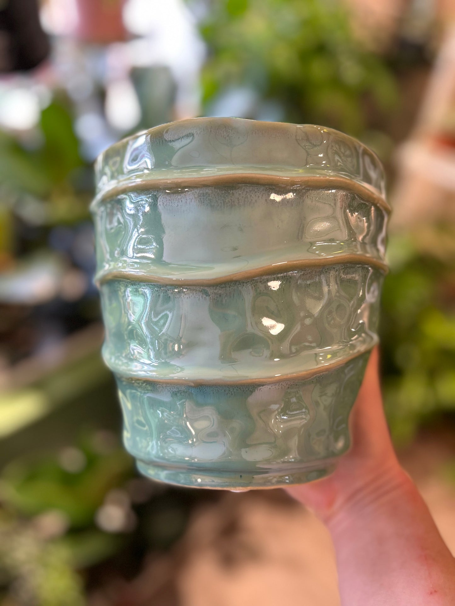 Seafoam Wave Stoneware Pot