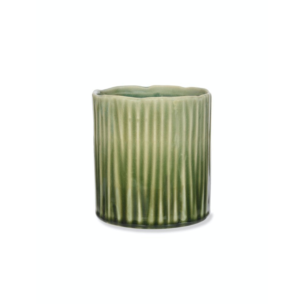 Striped Green Plant Pot
