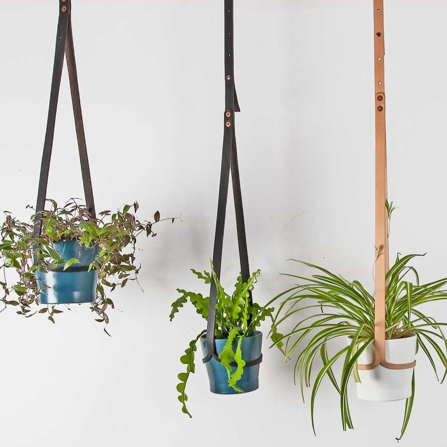 Leather plant hanger