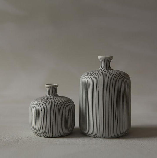 Grey Striped Lindform Vase