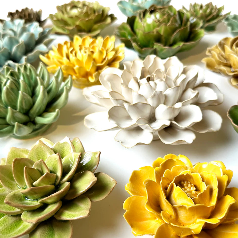 Yellow Ceramic Wall Flower
