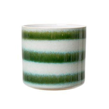 Green and White Striped Pot