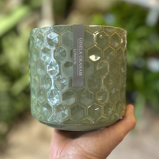 Seafoam Honeycomb Stoneware Pot
