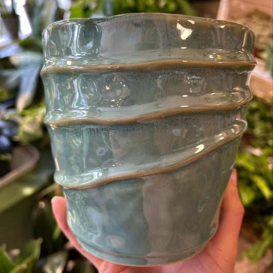 Seafoam Wave Stoneware Pot