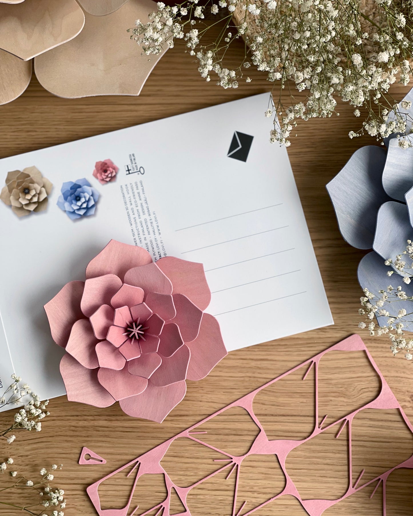 Birch Wood Wall Flower Pink