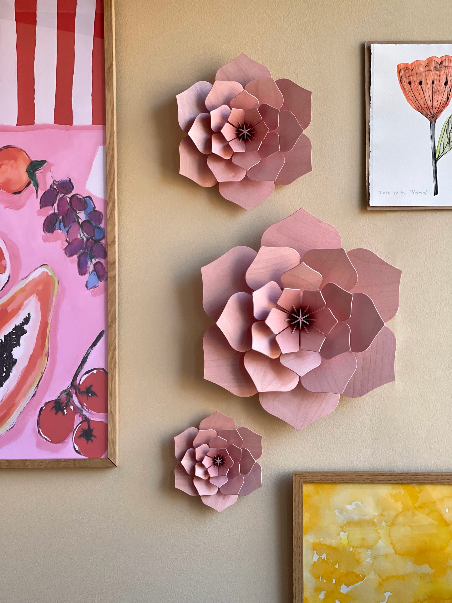 Birch Wood Wall Flower Pink