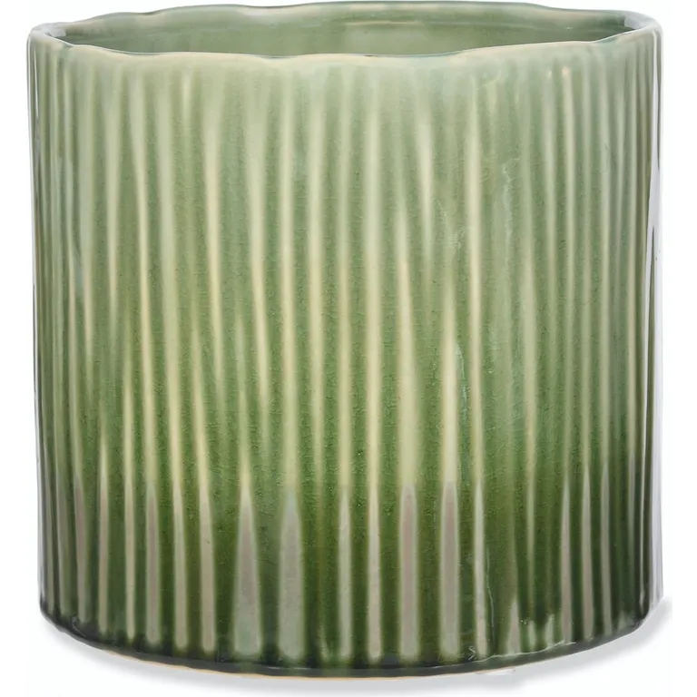 Striped Green Plant Pot