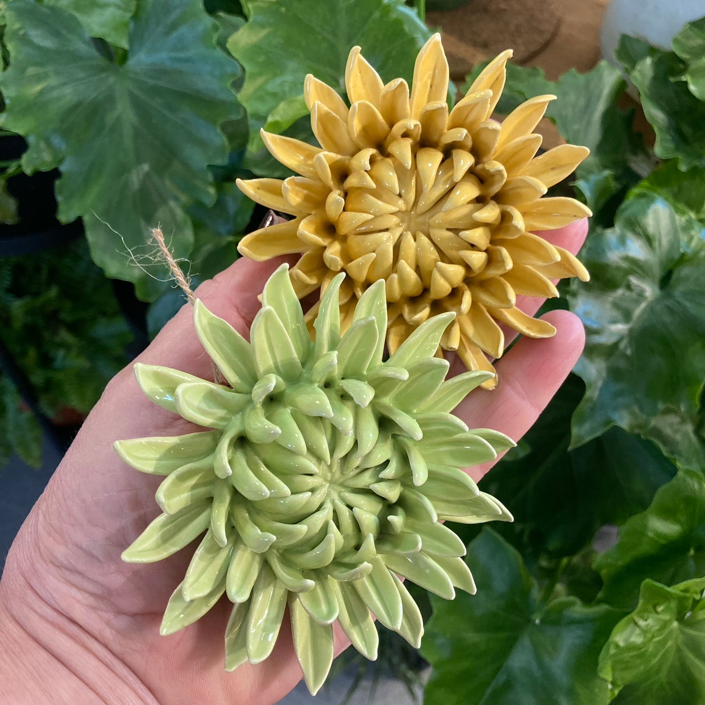 Green Ceramic Wall Flower