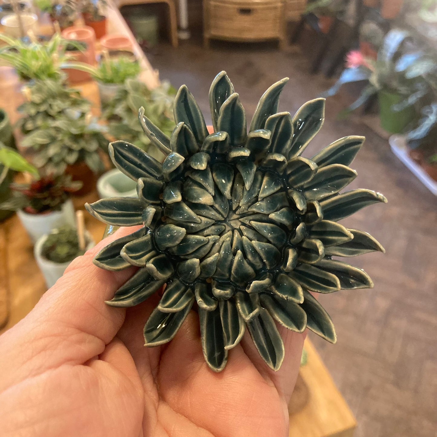 Teal Ceramic Wall Flower
