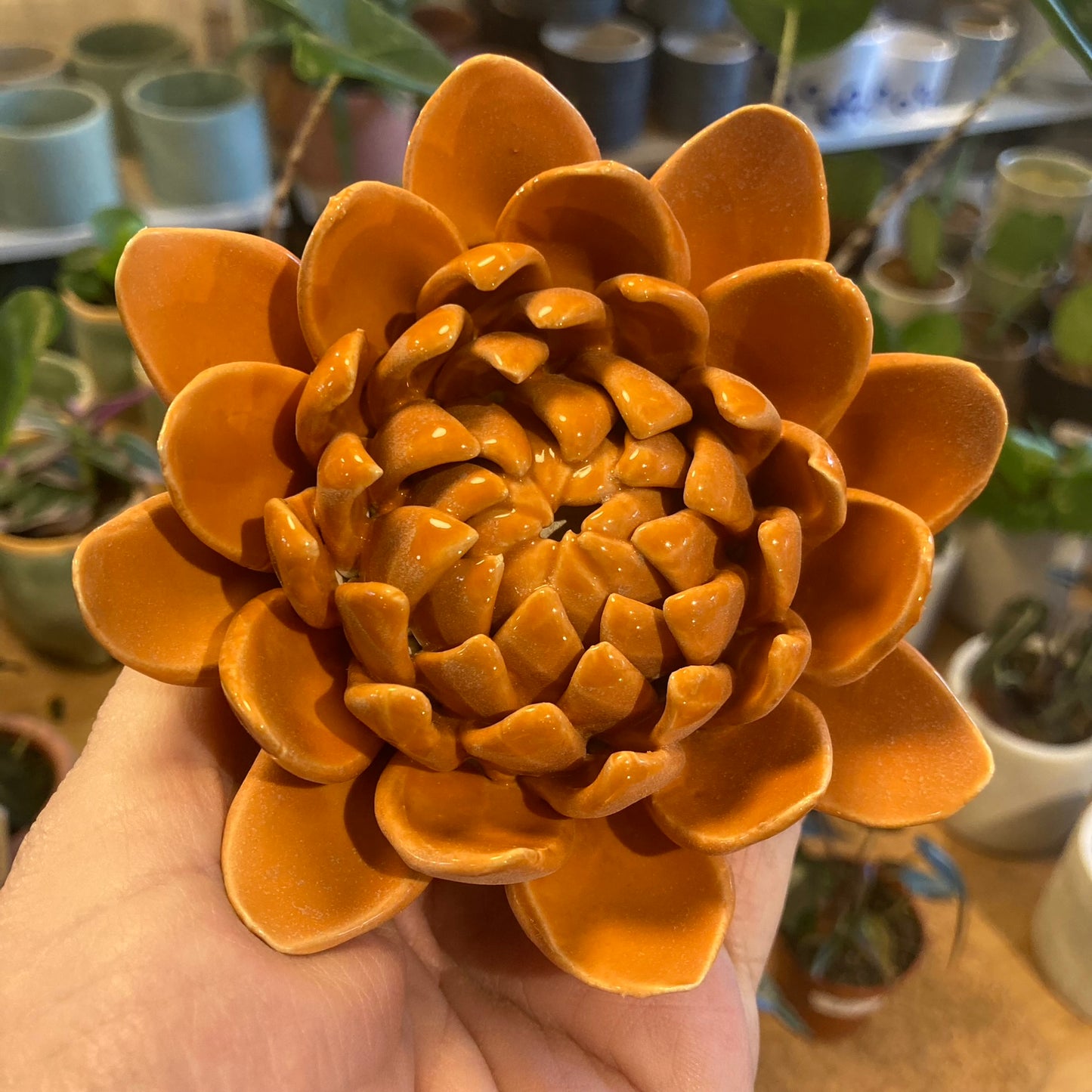 Orange Ceramic Wall Dahlia