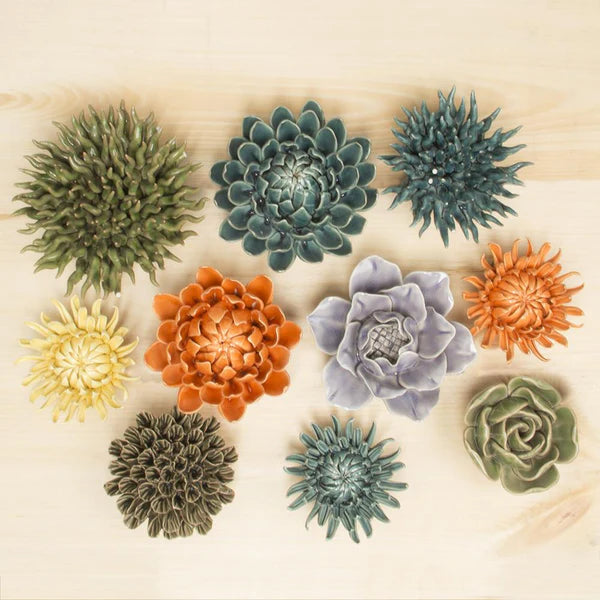 Teal Ceramic Wall Flower